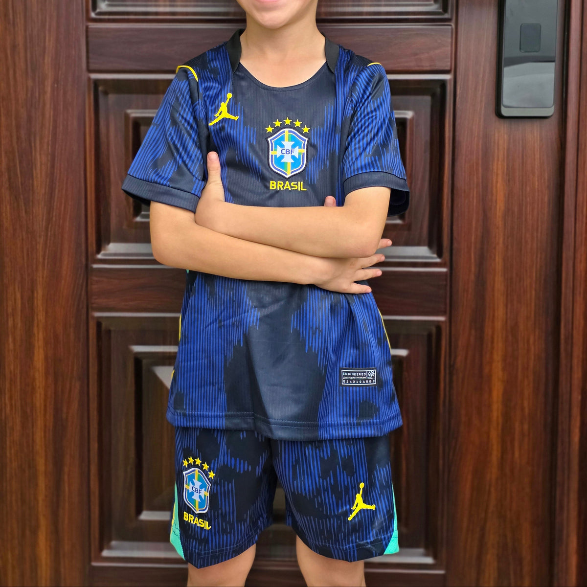 Uniforme Niño Brasil Visitante 2026 Azul Jordan